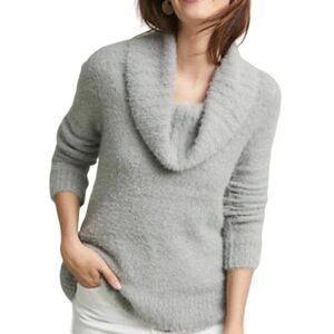 Ett Twa Anthropologie Ingrid Grey Alpaca Blend Fuzzy Cowl Neck Sweater Size M